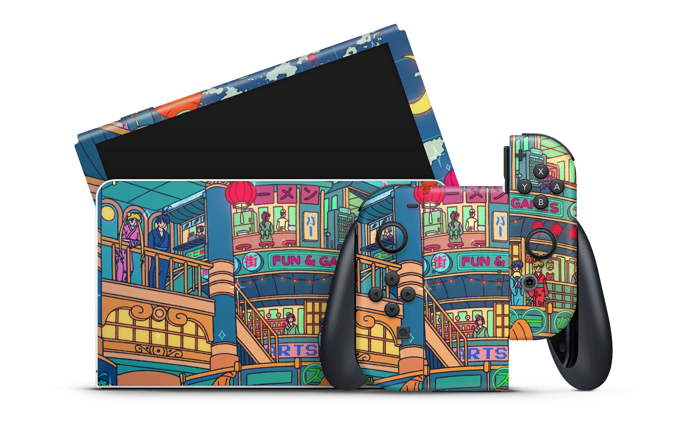 Nintendo Switch OLED Skin Moon festival