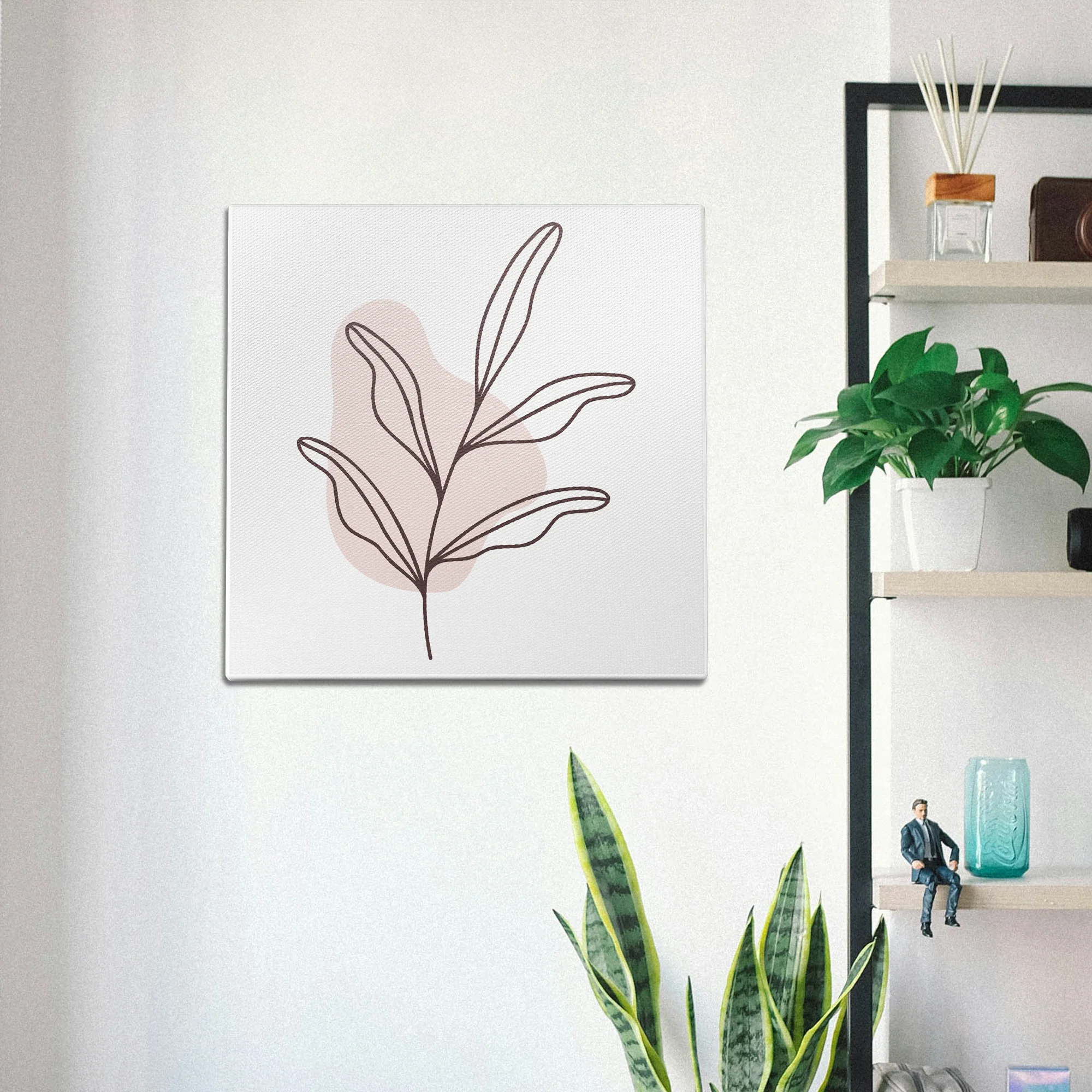 Leaf Doodle Pink Wall Art - Image 2